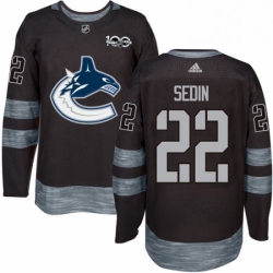 Mens Adidas Vancouver Canucks 22 Daniel Sedin Authentic Black 1917 2017 100th Anniversary NHL Jersey 