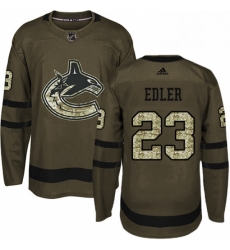 Mens Adidas Vancouver Canucks 23 Alexander Edler Premier Green Salute to Service NHL Jersey 