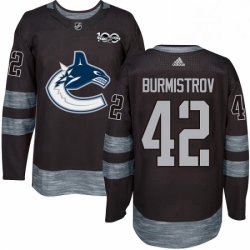 Mens Adidas Vancouver Canucks 42 Alex Burmistrov Authentic Black 1917 2017 100th Anniversary NHL Jersey 