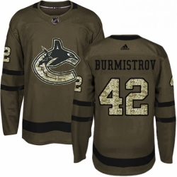 Mens Adidas Vancouver Canucks 42 Alex Burmistrov Authentic Green Salute to Service NHL Jersey 