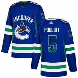 Mens Adidas Vancouver Canucks 5 Derrick Pouliot Authentic Blue Drift Fashion NHL Jersey 