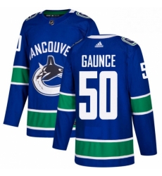 Mens Adidas Vancouver Canucks 50 Brendan Gaunce Premier Blue Home NHL Jersey 