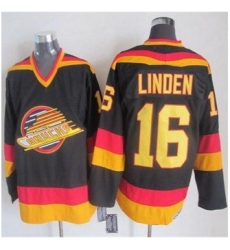 Vancouver Canucks #16 Trevor Linden Black Gold CCM Throwback Stitched NHL Jersey