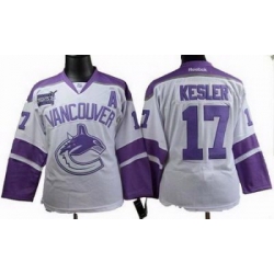 Women vancouver canucks #17 Ryan Kesler Fights Cancer white Jersey