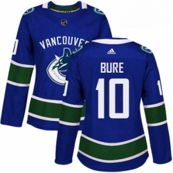 Womens Adidas Vancouver Canucks 10 Pavel Bure Authentic Blue Home NHL Jersey 