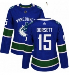 Womens Adidas Vancouver Canucks 15 Derek Dorsett Premier Blue Home NHL Jersey 