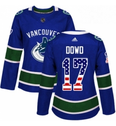 Womens Adidas Vancouver Canucks 17 Nic Dowd Authentic Blue USA Flag Fashion NHL Jerse