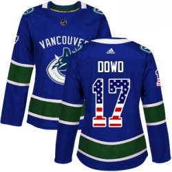 Womens Adidas Vancouver Canucks 17 Nic Dowd Authentic Blue USA Flag Fashion NHL Jerse