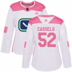 Womens Adidas Vancouver Canucks 52 Cole Cassels Authentic WhitePink Fashion NHL Jersey 