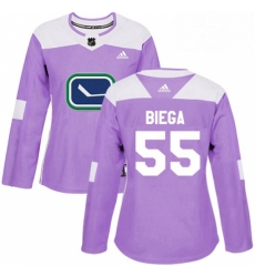 Womens Adidas Vancouver Canucks 55 Alex Biega Authentic Purple Fights Cancer Practice NHL Jersey 