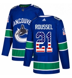 Youth Adidas Vancouver Canucks 21 Antoine Roussel Authentic Blue USA Flag Fashion NHL Jersey 