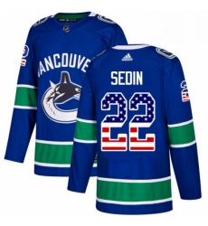 Youth Adidas Vancouver Canucks 22 Daniel Sedin Authentic Blue USA Flag Fashion NHL Jersey 