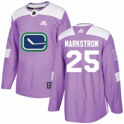 Youth Adidas Vancouver Canucks 25 Jacob Markstrom Authentic Purple Fights Cancer Practice NHL Jersey 