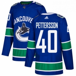 Youth Adidas Vancouver Canucks 40 Elias Pettersson Blue Home Authentic Stitched NHL Jersey 