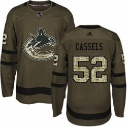 Youth Adidas Vancouver Canucks 52 Cole Cassels Premier Green Salute to Service NHL Jersey 