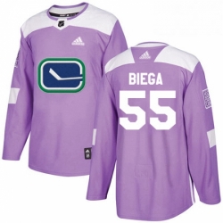 Youth Adidas Vancouver Canucks 55 Alex Biega Authentic Purple Fights Cancer Practice NHL Jersey 