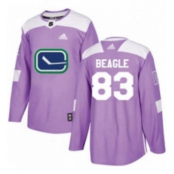 Youth Adidas Vancouver Canucks 83 Jay Beagle Authentic Purple Fights Cancer Practice NHL Jersey 