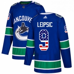 Youth Adidas Vancouver Canucks 9 Brendan Leipsic Authentic Blue USA Flag Fashion NHL Jersey 