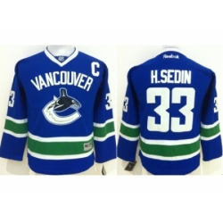 Youth NHL Vancouver Canucks #33 H.SEDIN Blue Jerseys