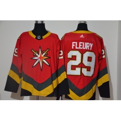 Men Vegas Golden Knights 29 Marc Andre Fleury Red 2020 21 Reverse Retro Adidas Jersey