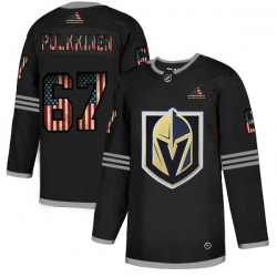 Men Vegas Golden Knights 67 Teemu Pulkkinen Black USA Flag Fashion Adidas Jersey