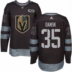 Mens Adidas Vegas Golden Knights 35 Oscar Dansk Authentic Black 1917 2017 100th Anniversary NHL Jersey 