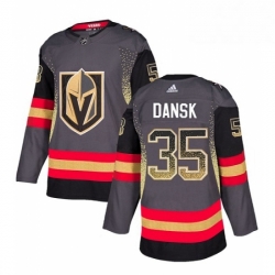 Mens Adidas Vegas Golden Knights 35 Oscar Dansk Authentic Black Drift Fashion NHL Jersey 