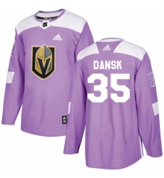 Mens Adidas Vegas Golden Knights 35 Oscar Dansk Authentic Purple Fights Cancer Practice NHL Jersey 