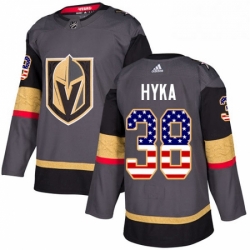 Mens Adidas Vegas Golden Knights 38 Tomas Hyka Authentic Gray USA Flag Fashion NHL Jersey 