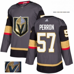 Mens Adidas Vegas Golden Knights 57 David Perron Authentic Gray Fashion Gold NHL Jersey 