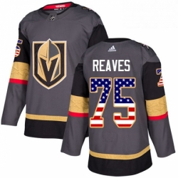 Mens Adidas Vegas Golden Knights 75 Ryan Reaves Authentic Gray USA Flag Fashion NHL Jersey 