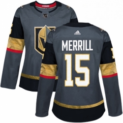 Womens Adidas Vegas Golden Knights 15 Jon Merrill Authentic Gray Home NHL Jersey 