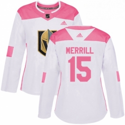 Womens Adidas Vegas Golden Knights 15 Jon Merrill Authentic WhitePink Fashion NHL Jersey 