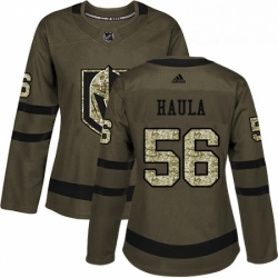 Womens Adidas Vegas Golden Knights 56 Erik Haula Authentic Green Salute to Service NHL Jersey 