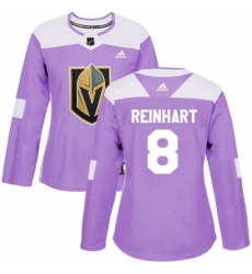 Womens Adidas Vegas Golden Knights 8 Griffin Reinhart Authentic Purple Fights Cancer Practice NHL Jersey 