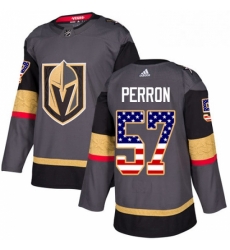 Youth Adidas Vegas Golden Knights 57 David Perron Authentic Gray USA Flag Fashion NHL Jersey 