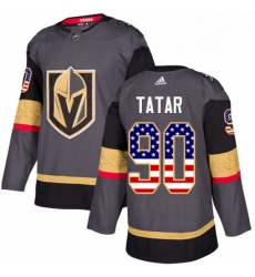 Youth Adidas Vegas Golden Knights 90 Tomas Tatar Authentic Gray USA Flag Fashion NHL Jersey 