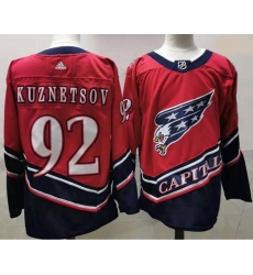 Men Washington Capitals 92 Evgeny Kuznetsov Red 2020 21 Reverse Retro Adidas Jersey