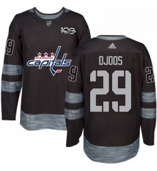 Mens Adidas Washington Capitals 29 Christian Djoos Premier Black 1917 2017 100th Anniversary NHL Jersey 