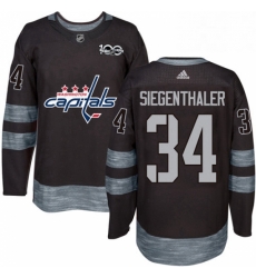 Mens Adidas Washington Capitals 34 Jonas Siegenthaler Authentic Black 1917 2017 100th Anniversary NHL Jersey 