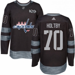 Mens Adidas Washington Capitals 70 Braden Holtby Authentic Black 1917 2017 100th Anniversary NHL Jersey 