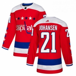 Youth Adidas Washington Capitals 21 Lucas Johansen Authentic Red Alternate NHL Jersey 