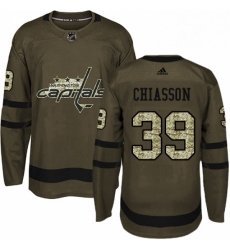 Youth Adidas Washington Capitals 39 Alex Chiasson Authentic Green Salute to Service NHL Jersey 