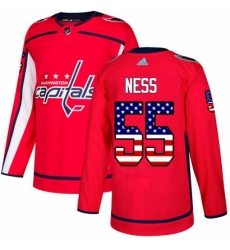 Youth Adidas Washington Capitals 55 Aaron Ness Authentic Red USA Flag Fashion NHL Jersey 