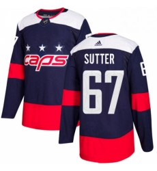 Youth Adidas Washington Capitals 67 Riley Sutter Authentic Navy Blue 2018 Stadium Series NHL Jerse