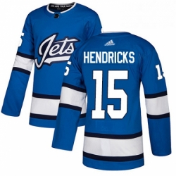 Mens Adidas Winnipeg Jets 15 Matt Hendricks Authentic Blue Alternate NHL Jersey 