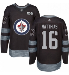 Mens Adidas Winnipeg Jets 16 Shawn Matthias Authentic Black 1917 2017 100th Anniversary NHL Jersey 