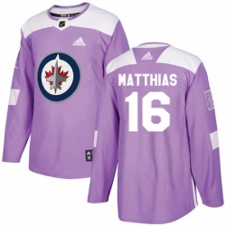 Mens Adidas Winnipeg Jets 16 Shawn Matthias Authentic Purple Fights Cancer Practice NHL Jersey 