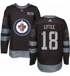 Mens Adidas Winnipeg Jets 18 Bryan Little Authentic Black 1917 2017 100th Anniversary NHL Jersey 