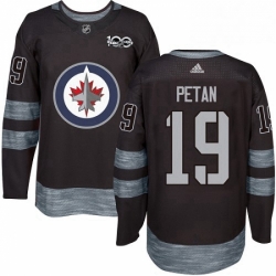 Mens Adidas Winnipeg Jets 19 Nic Petan Authentic Black 1917 2017 100th Anniversary NHL Jersey 